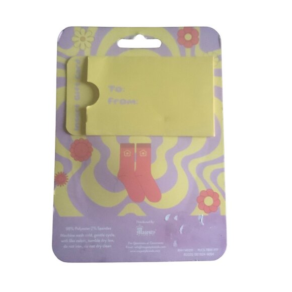 Flower Power Ladies Crew Socks Shoe Size 4-10 98% Polyester 2% Spandex By Majest - Picture 5 of 6